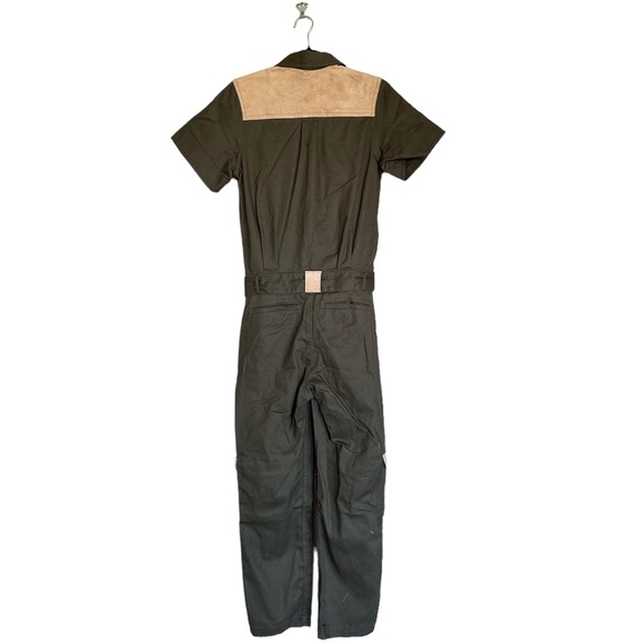 NWT H&M X Hart Denton Green Cargo Denim Suede Patch Jumpsuit Boiler Suit - Picture 5 of 9